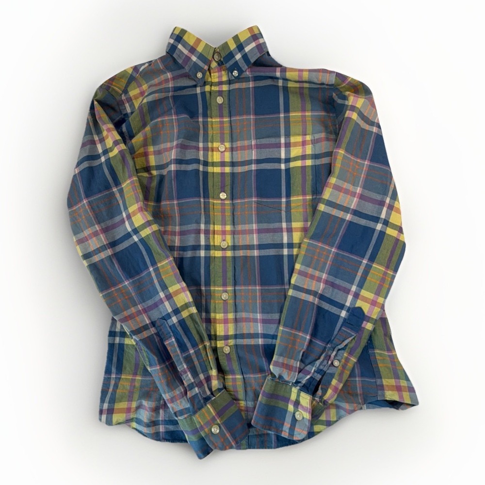 J. Crew Shirt Mens Small Slim Fit Multicolor Plaid Button Cotton Long Sleeve